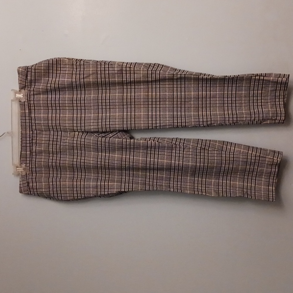 Land's End size 16W women's mid-rise plaid pull-on slim leg pants.
